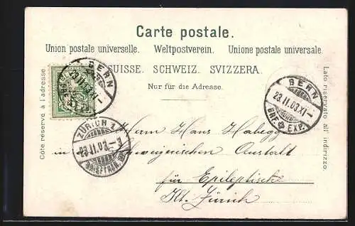 AK Bern, Ortsansicht mit Brücke