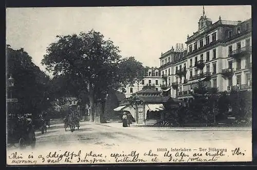 AK Interlaken, Der Höheweg, Strassenpartie mit Kutsche