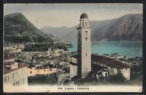 AK Lugano, Ortsansicht mit Kathedrale