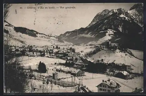 AK Château d`Oex, Totalansicht im Winter