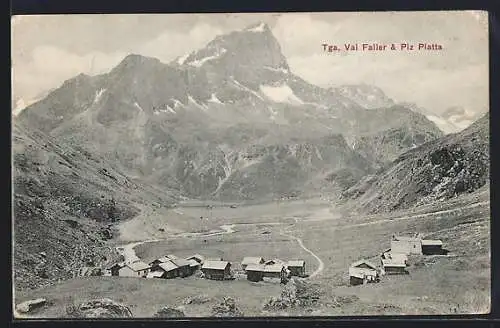 AK Tga, Ortsansicht mit Val Faller und Piz Platta