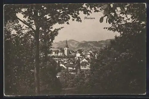 AK Herisau, Teilansicht mit Kirche