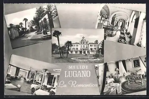 AK Lugano, Hotel La Romantica und 4 Innenansichten