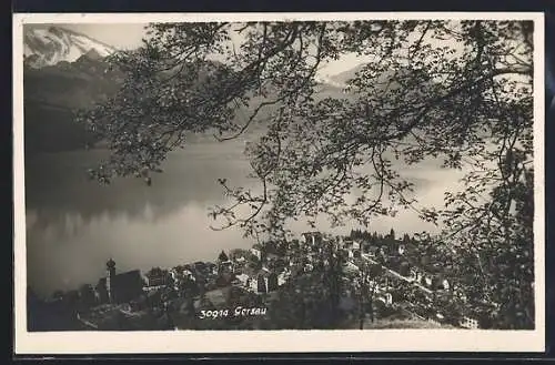 AK Gersau, Ortsansicht mit Kirche am See