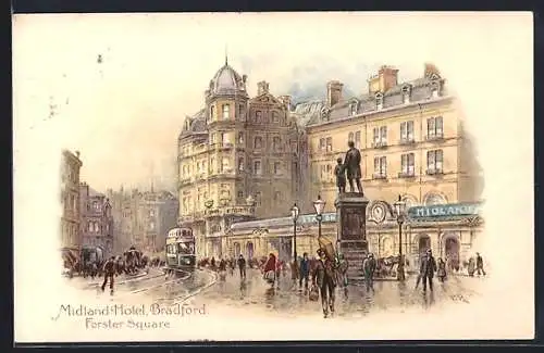Lithographie Bradford, Midland Hotel, Forster Square