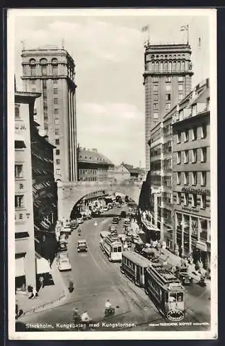 AK Stockholm, Kungsgatan med Kungstornen, Strassenbahn
