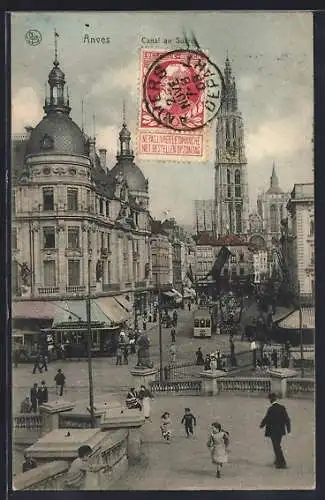 AK Anves, Canal au Sudre, Strassenbahn