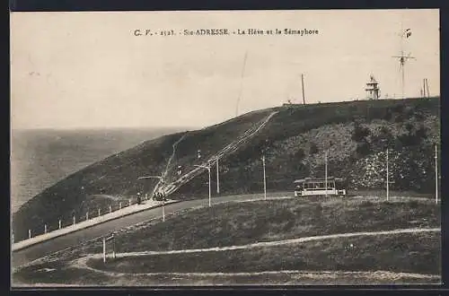 AK Ste-Adresse, La Hève et le Sémaphore, Strassenbahn