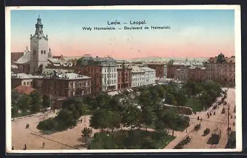 AK Léopol, Boulevard de Hetmanski, Strassenbahn