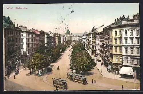 AK Wien, Kärtnerring mit Strassenbahn