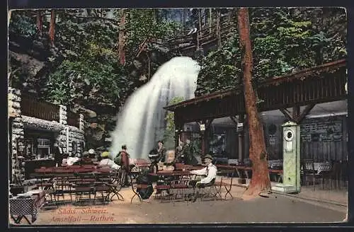 AK Rathen /Sächs. Schweiz, Amselfall mit Restaurant