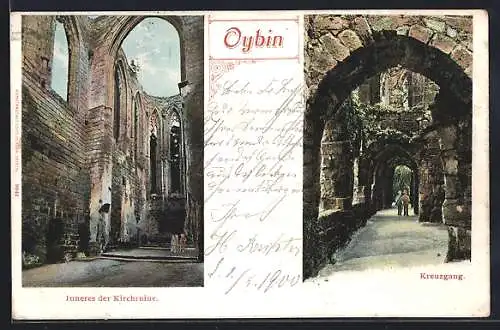 AK Oybin, Inneres der Kirchruine und Kreuzgang
