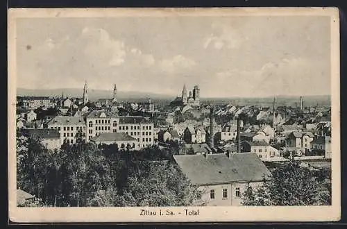 AK Zittau i. Sa., Totalansicht mit Kirchen