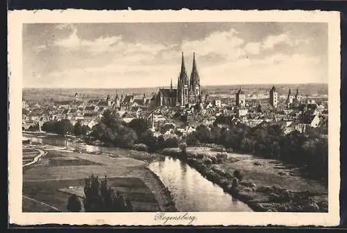 AK Regensburg, Ortsansicht mit Dom