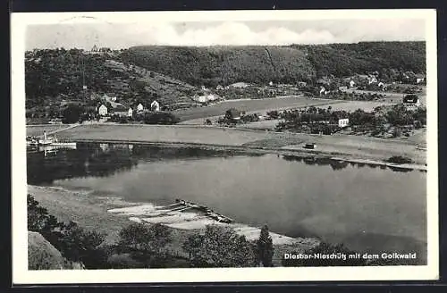 AK Diesbar-Nieschütz, Ortsansicht mit dem Golkwald