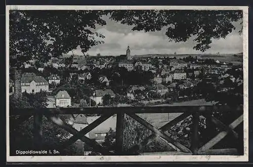 AK Dippoldiswalde i. Sa., Ortsansicht mit Kirche