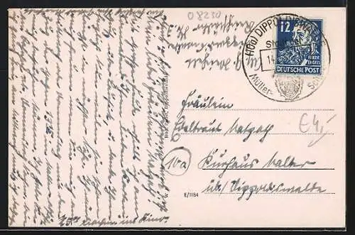 AK Dippoldiswalde i. Sa., Ortsansicht mit Kirche