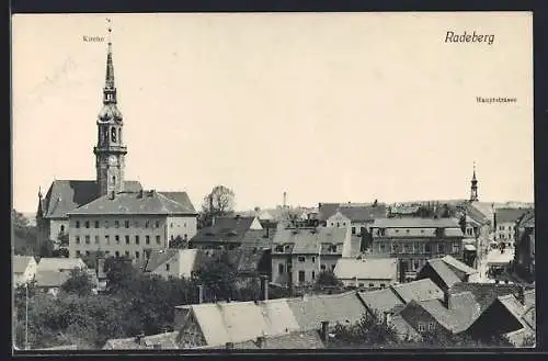 AK Radeberg, Haupstrasse und Kirche
