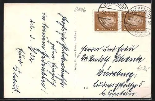 AK Radeburg, Ortsansicht mit Kirche