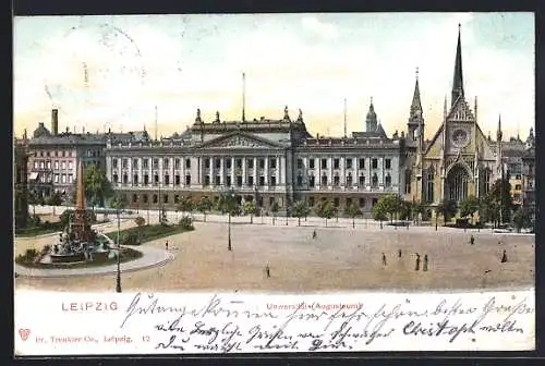 AK Leipzig, Universität, Augusteum, Springbrunnen