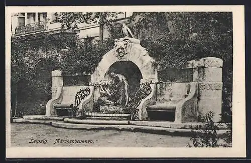 AK Leipzig, Märchenbrunnen im Park