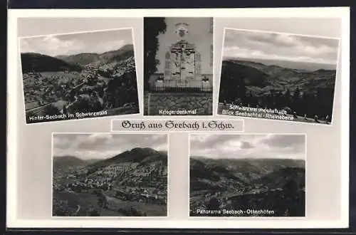 AK Seebach / Schwarzwald, Kriegerdenkmal, Seebachtal und die Schwarzwaldstrasse