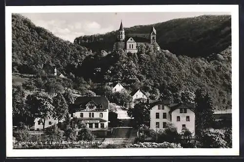 AK Obernhof, Blick auf Kloster Arnstein, Gasthof Goetheberg, Bes. Franz Friederichs