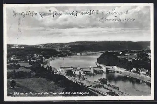 AK Essen, Blick von der Platte auf Villa Hügel u. Baldeneysee