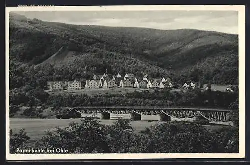AK Papenkuhle bei Ohle, Ortsansicht mit Brücke