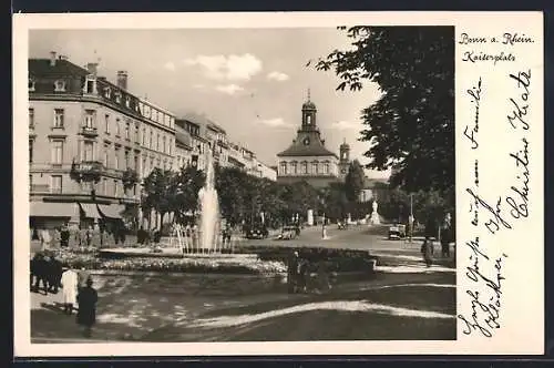 AK Bonn a. Rh., Partie am Kaiserplatz mit Brunnen