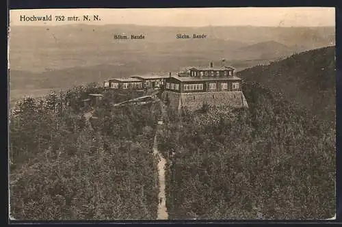 AK Hochwald / Oybin, Böhm. Baude und Sächs. Baude