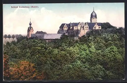 AK Rochsburg / Mulde, Schloss Rochsburg mit Gasthof zur Sonne