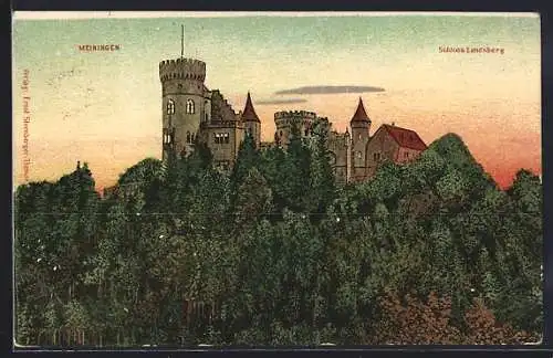 Künstler-AK Meiningen, Schloss Landsberg im Wald