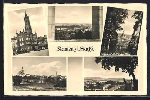 AK Kamenz, Rathaus, Gesamtansicht, Jugend-Heim