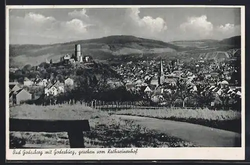 AK Bad Godesberg, Ortsansicht mit Godesburg gesehen vom Katharinenhof