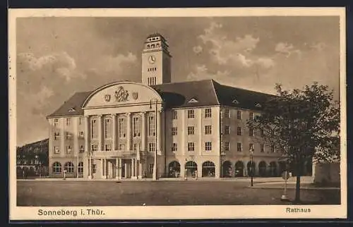 AK Sonneberg i. Thür., Rathaus mit Vorplatz