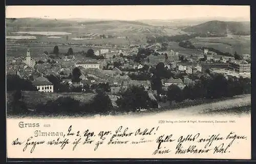 AK Ilmenau / Thüringen, Ortsansicht mit Panorama