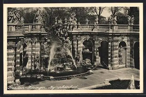 AK Dresden-Zwinger, Ansicht vom Nymphenbad Springbrunnen