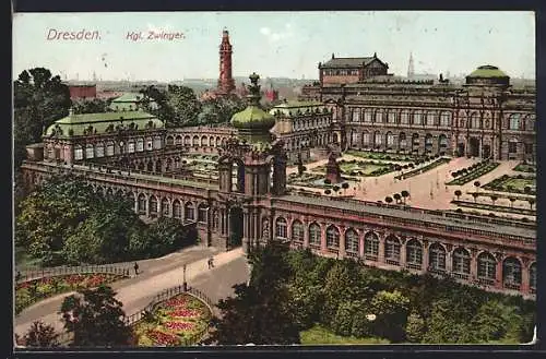 AK Dresden, Kgl. Zwinger aus der Vogelschau