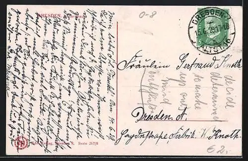 AK Dresden, Opernhaus mit Vorplatz und Denkmal