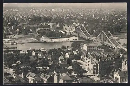 AK Dresden-Loschwitz, Teilansicht mit Brücke