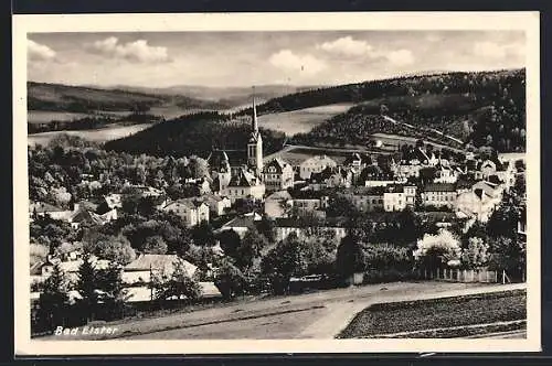 AK Bad Elster, Ortsansicht aus der Vogelschau mit Hügelpanorama