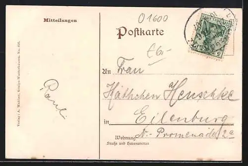 AK Königs-Wusterhausen, Partie bei der Neuen Mühle, Husarenecke mit Ruderboot