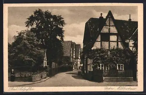 AK Bad Salzuflen, Untere Mühlenstrasse mit Fachwerkhaus
