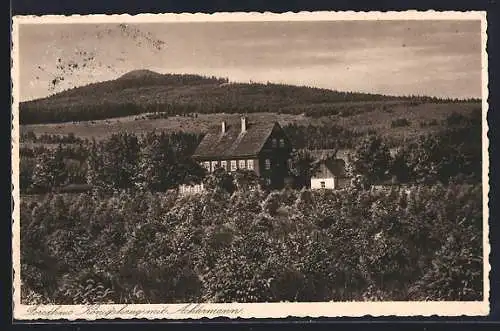 AK Königskrug / Oberharz, Forsthaus mit Achtermann und Waldpartie