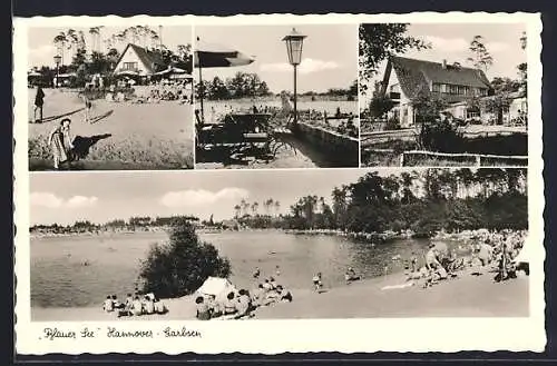 AK Hannover-Garbsen, Partien am Blauen See mit Badegästen, Restaurant, 4 Ansichten