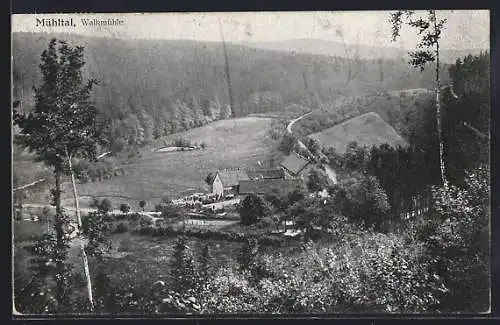 AK Mühltal / Eisenberg, Ortsansicht mit Walkmühle aus der Vogelschau