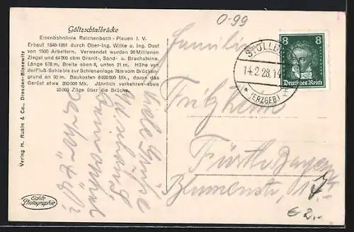 AK Göltzschtal, Göltzschtalbrücke mit fahrendem Zug