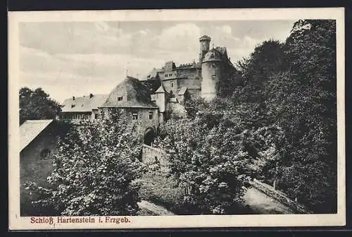 AK Hartenstein i. Erzgeb., Blick auf Schloss und Befestigungsanlagen