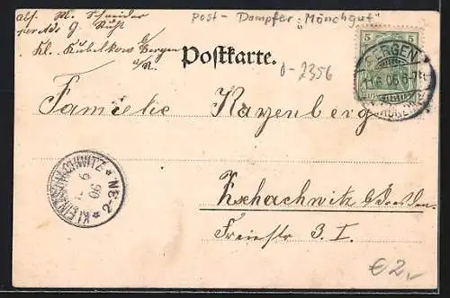 AK Sellin /Rügen, Von der See gesehen mit Dampfer und Wellengang